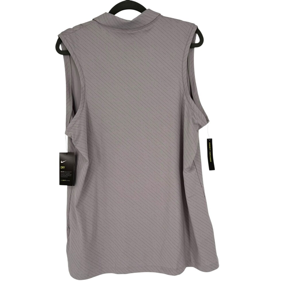 Nike Dri-FIT Golf Polo Womens XL Gray Sleeveless Racerback Stripe Dot 929686 NWT - Picture 8 of 11